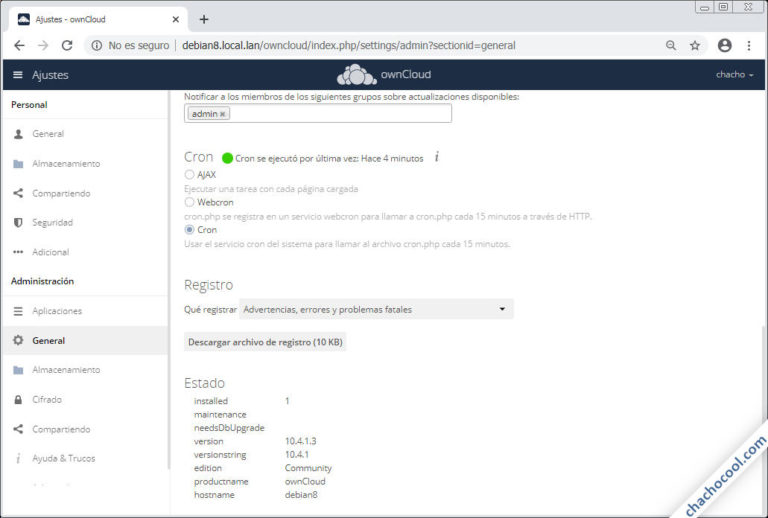 Настройка owncloud на debian